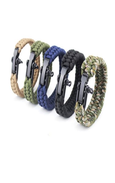 Braccialetti di sopravvivenza Paracord Paracadute Bracciale da campeggio Fibbia in acciaio Fuga Bracciale colore misto Bracciale DHL veloce 8667819