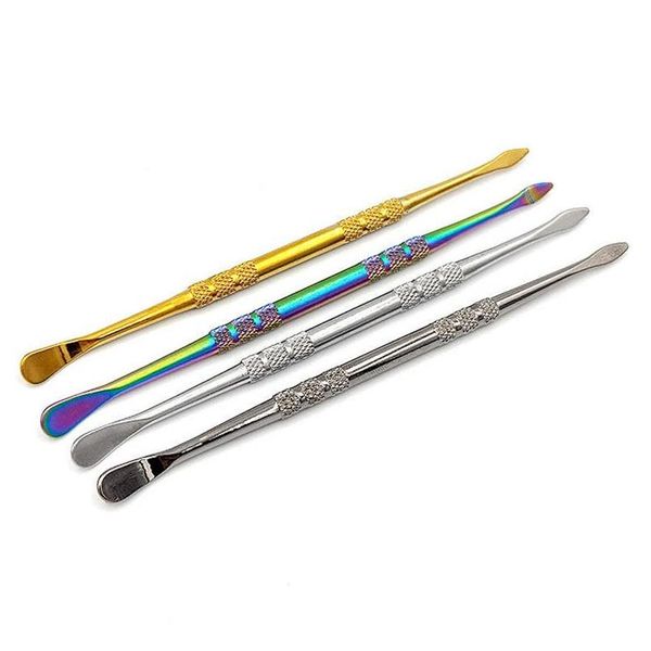 Zubehör SS Wax Dab Tools Rauchen Doppelkopf 120 mm Zigarettenpfeife Bong Tabakpaste Reiniger Zerstäuber Trockenkräuter Dabber Nail Conc Dhfqr