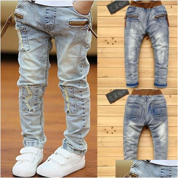 Jeans 5-13y crianças meninos roupas skinny calças clássicas crianças denim roupas tendência longo bot bebê menino calças casuais1 gota entrega companheiro dh8ou