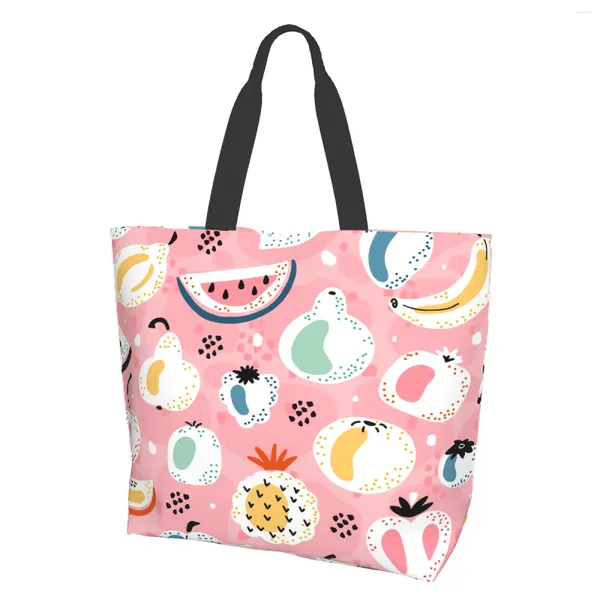 Sacos de compras Ncie Banana Abacaxi Fruit Cartoon Tote para mulheres mercearia reutilizável grande