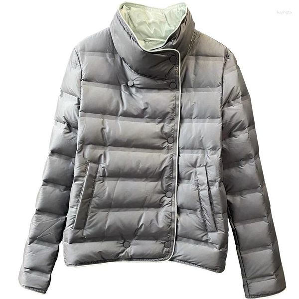 Женский пуховик, хлопковое женское зимнее однотонное пальто с длинными рукавами и карманами на пуговицах, ультра-легкое теплое простое повседневное женское пальто в японском стиле 2023 T684