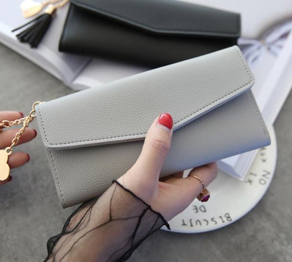 Borse portaoggetti 2023 Portafogli da donna alla moda Elegante pochette lunga per portamonete da donna Tasca porta carte Soild Nappa