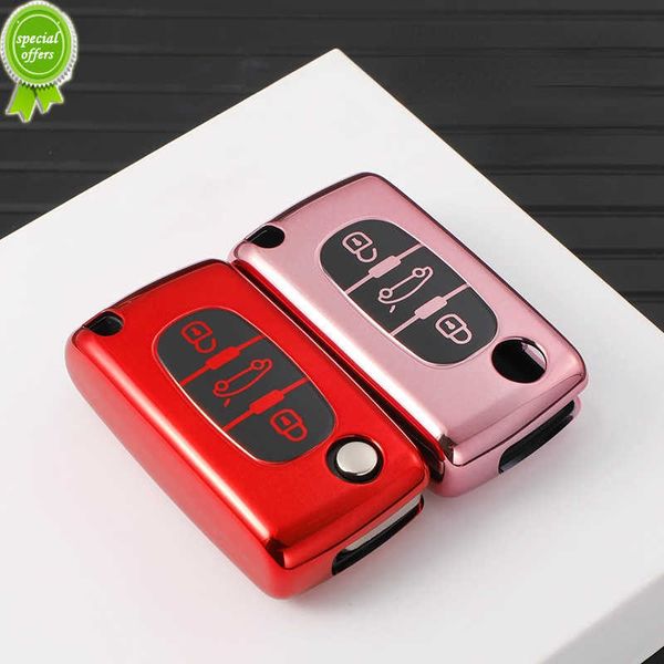 TPU Car Flip Key Case Fob Cover Shell Fob per Peugeot 206 308 307 408 3008 5008 per Citroen C2 C3 C4 C5 DS3 DS4 Picasso Xsara