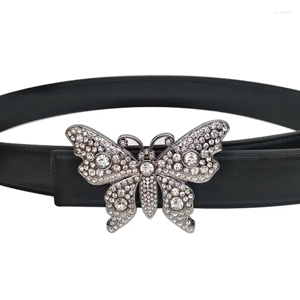 Cinture 2023 Design di lussoTrend Big Butterfly Strass Fibbia 3,5 cm di larghezza Donne Microfibra Vita alta Cummerbunds