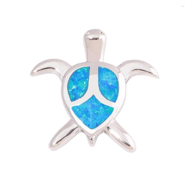 Anhänger Halsketten CiNily Erstellt Blue Fire Opal Tortoise versilbert Wholesalel Sell Mode für Frauen Schmuck Geschenk 18mm OD7030