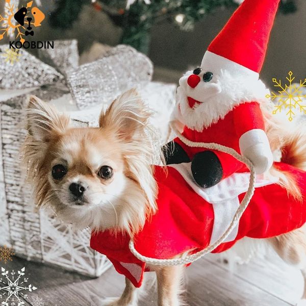 Abbigliamento per cani Divertenti vestiti natalizi per cani da compagnia Inverno Vestito da equitazione per animali Costume da trasformazione per cani Giacca cosplay Cappotto Abbigliamento natalizio 231124