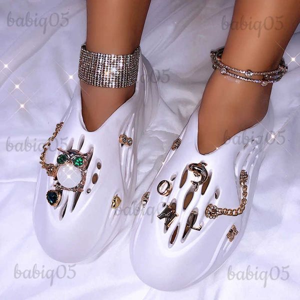 Elbise ayakkabıları yaz kadın sandaletler kristal takılar rhinestones tıkanıklığı unisex açık plaj sandalet terlikleri flip flop sevgilisi eva ev ayakkabıları T231125