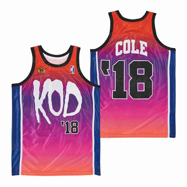 Basquete de cinema 18 J Cole Kod Jersey Álbum Música Hiphop High School University for Sport Sport Summer Summer Time Vintage Red Shirt