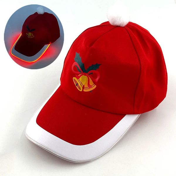 Top Caps Moda Ayarlanabilir Yanıp Sönen Beyzbol Kapağı Noel Led Işık Hip-Hop Aydınlık Şapka Bar Partisi Sporting Gece Aydınlık Kap 231124