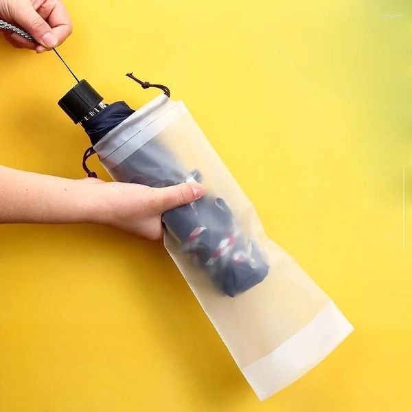Sacs de rangement 2 / pcs Transparent en plastique parapluie sac à cordon organisateur étanche pour l'emballage à la maison