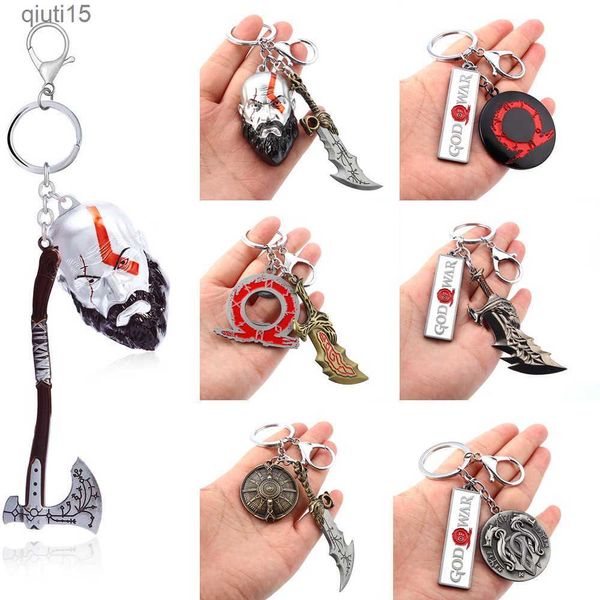 Мультипликационные фигуры Game God of War 4 Kratos Wireon Blades of Chaos Key Holder Cring Chee Men Men Leviathan Llavero Chaveiro Jewelry T230425