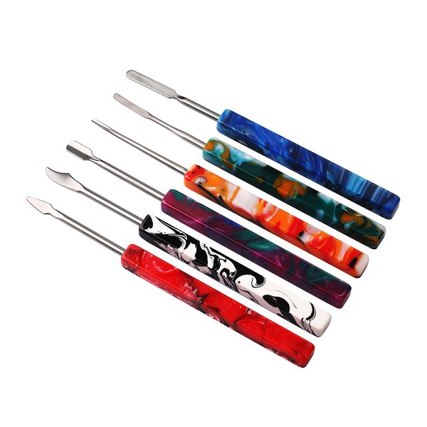 LTQ Colofonia Dab Tools Pipa ad acqua Cera Dabber Manico quadrato in resina argento Acciaio inossidabile per vaporizzatore per erbe secche Chiodi al quarzo Bong