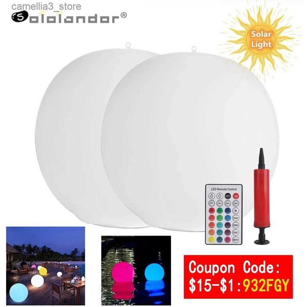 Lâmpadas de gramado RGB 16 cores LED luzes solares flutuantes lâmpada de piscina IP67 à prova d'água iluminação de bola banheira de hidromassagem luzes noturnas piscina brinquedos ao ar livre jardim q231125