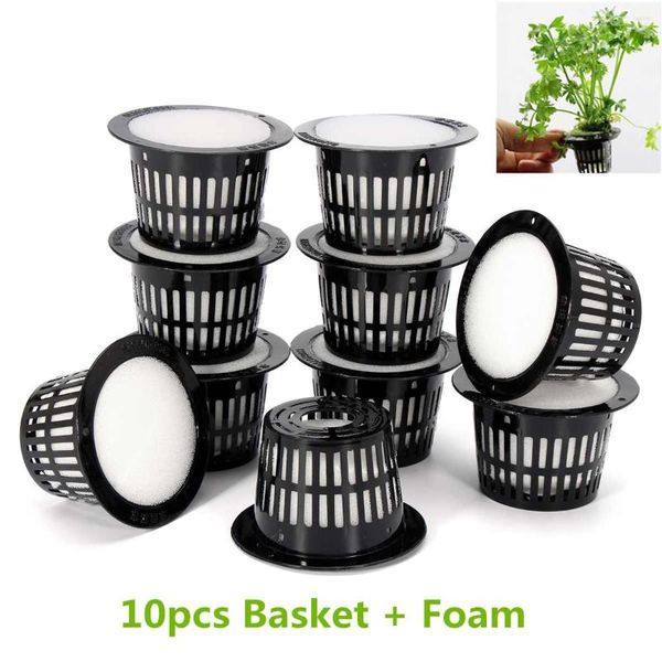 Fioriere 10Pcs Mesh Pot Net Cup Basket Sistema idroponico Pianta da giardino Grow Clonazione di verdure Inserto in schiuma Seme Germinazione Vasi da vivaio