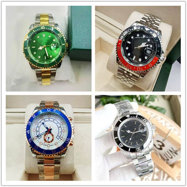 Brand Designer Pepsi Mens Watch Yacht Round Rhodium Black White Dial Coke Coke Resistente al cristallo blu Restensione Calendario inossidabile acciaio inossidabile maschi Watch