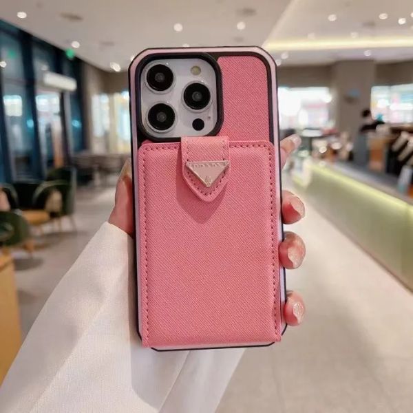 Linda carteira de cartão Saffiano Designer Capas de telefone iPhone 15 14 13 12 11 Pro Max 18 17 16 X XS Xr 7 8 Plus Bolsa de luxo com caixa de logotipo Embalagem Mix Orders Drop Shippings