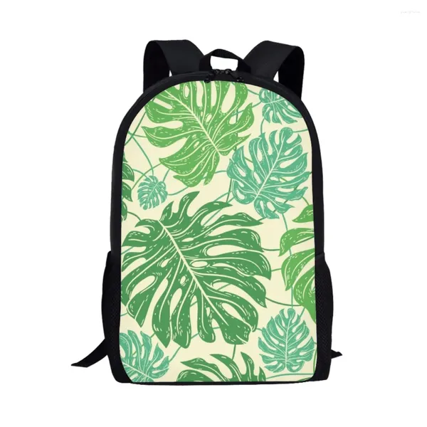 Okul çantaları tropikal yapraklar çanta basit stil kızlar erkekler çırpma gençler için kişiselleştirilmiş kitap çocuklar palmiye yaprağı baskı