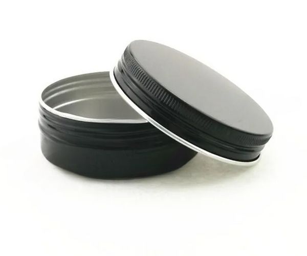 Lote simples de 50 pcs frascos de alumínio 60 ml de metal preto 2 onças de contêineres cosméticos artesão