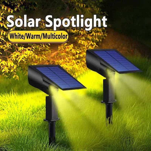 Lâmpadas de gramado 1 Pcs Solar Powered 7LED Lâmpada Ajustável Solar Spotlight In-Ground IP65 À Prova D 'Água Paisagem Luz de Parede Iluminação Ao Ar Livre Q231125