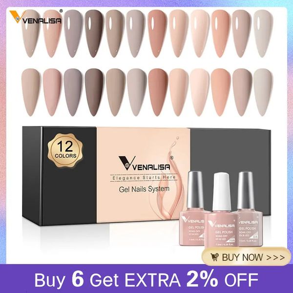 Gel per unghie 12 pz/kit Venalisa Gel Nail Polish Arrivo Colore Nudo Eleganc Rosa Copertura Completa Riflettente Gel Pigmento Unghie Artistiche manicure 231124