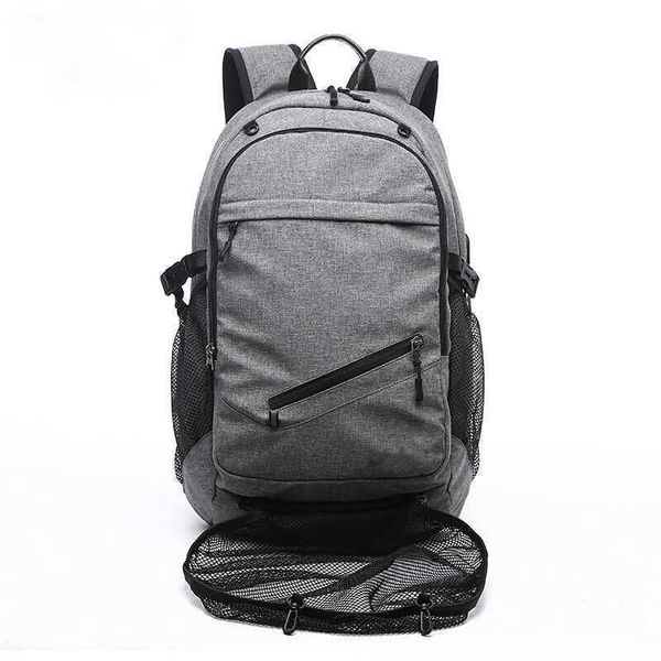 Bolsas ao ar livre Backpack de laptop de ginástica esportiva masculina de ginástica USB Mochilas de basquete de viagem com bola de bola adolescente pacote de bola de futebol j230424