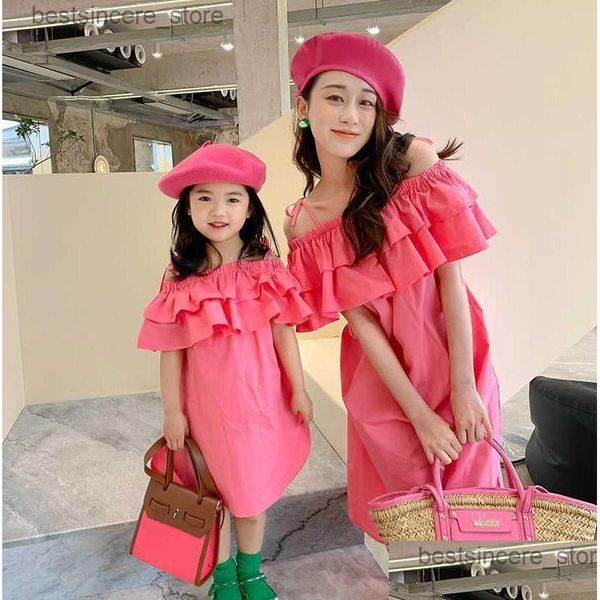 Família combinando roupas bebê meninas mãe vestido parentalidade primavera verão mangas compridas vestidos crianças aniversário crianças roupas casuais dhtgk