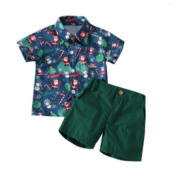 Conjuntos de roupas 1-5y Christmas Kid Baby Boy Roupos Lounge Conjunto de salas de cano de colarinho curto