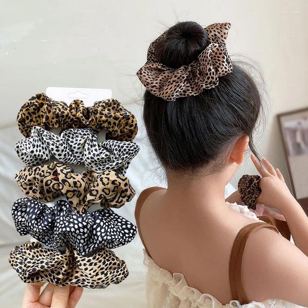 Accessori per capelli Leopard Dots Scrunchies Gum per ragazze Bambini Coda di cavallo Updo Fasce elastiche Donne Fai da te Corda di gomma Cravatte