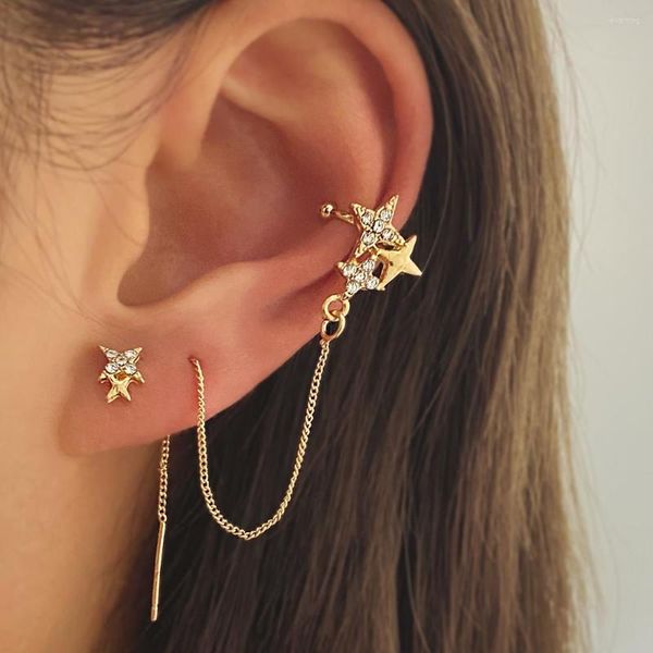 Brincos de Backs Mulher moda bohemian Star for Women Girlm Charme Long Tassel Ear Clips Boho 2023 Cuffs Jewelry Weddry