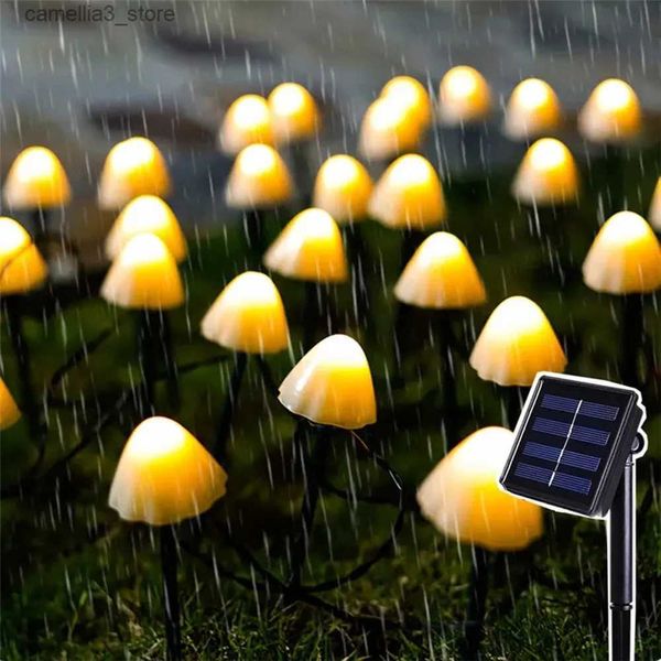 Lâmpadas de gramado 10/30 LED Cogumelo Luz Solar Luzes de Jardim Lâmpada Solar Ao Ar Livre À Prova D 'Água Solar Luzes De Fadas Corda Garland Decoração De Jardim Q231125