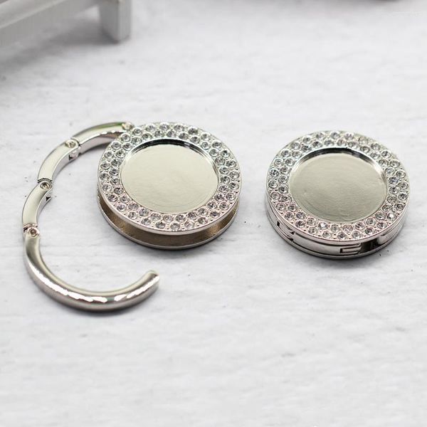 Mücevher Torbaları 1 PCS 30mm Taşınabilir Katlanabilir Çanta Kancası Tablo Çanak Askı Uygun Hang Torba Yuvarlak Çift Sıralı Rhinestone Tutucu