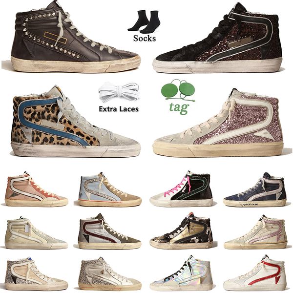 Scarpe da ginnastica alte Goldenss con diapositiva media Scarpe casual Good Dupe Do Old Dirty Shoes Uomo Donna Goosess Nuove scarpe da ginnastica di marca Italia Scarpe con stella in pelle bianca di marca