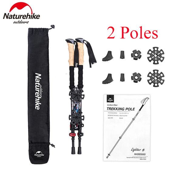 Pólos de trekking naturheike pólo de caminhada dobrável fibra de carbono telescópica bastão ultraleve escalada portátil camping ao ar livre 230425