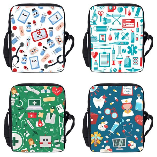Bolsas de cintura 3D Imprimir ombro ECG Girls School Bookbag Crossbody Mini Messenger Bag Kids Boys Presente