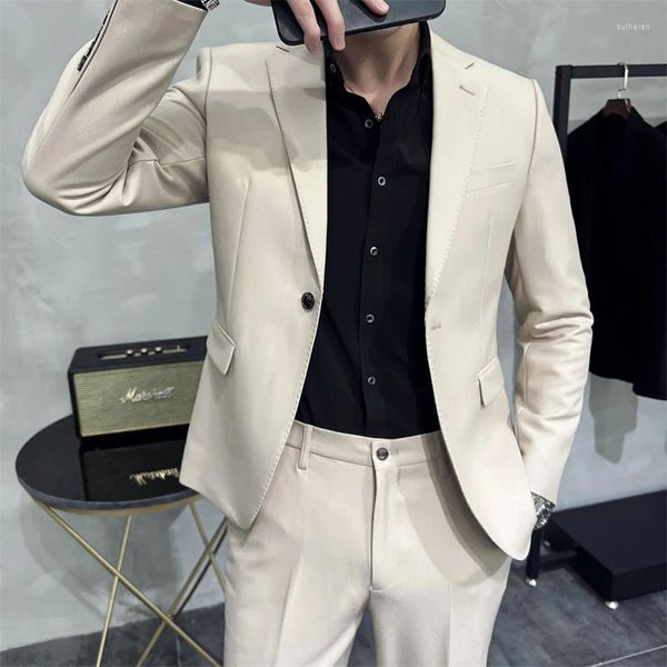 Herrenanzüge 2023Four Seasons Boutique (Anzughose) Hochwertiges, modisches, zweiteiliges italienisches Gentleman-Anzugkleid mit einem Knopf