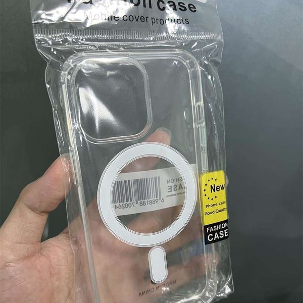 Qualidade original magnética para iphone 15 14 13 pro max magsafe tpu anti amarelo transparente claro caso de telefone