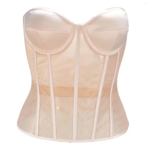 Cintos Mulheres Dupla Camada Respirável Malha Transparente Strappy Espartilho Voltar Correias Ajustáveis Gravata Cintura Selo Fish Bone Shaping Belt