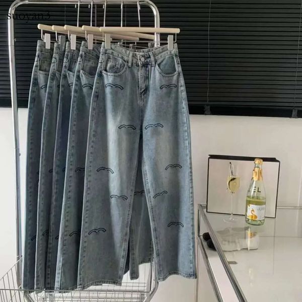 Chann giyim kadın kot pantolon kadın kadın deliği çan alt denim pantolon bel mavi pantolon