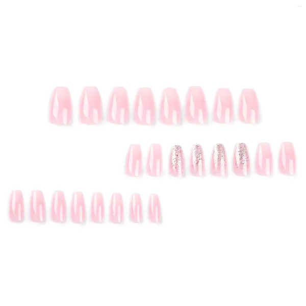 Unghie finte 24 pezzi lucide a pressione per unghie bicolore punte quadrate ballerina artificiale per decorazione manicure artistica