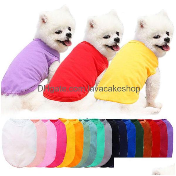 Abbigliamento per cani Sublimazione Vestiti per cani fai da te in bianco Abbigliamento in cotone Gilet bianco Spazi vuoti Camicie per animali Maglietta in tinta unita per cani di piccola taglia Gatto Rosso B Dhtiw