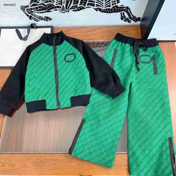 Luxo bebê tracksuits inverno conjunto de isolamento crianças roupas de grife tamanho 110-160 menina menino jaqueta e zíper calças largas perna nov25