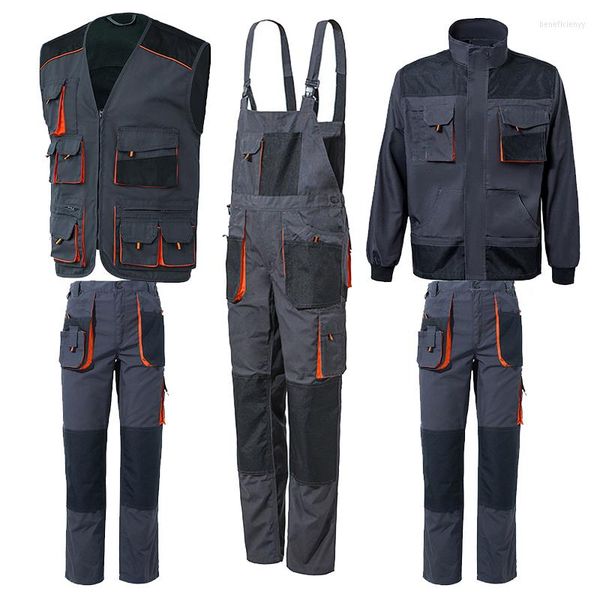 Jaqueta de trabalho masculino Jaqueta de trabalho Men Eletricians Cargo Troushers Multi Pockets Vest for Tools Macacys Workwear