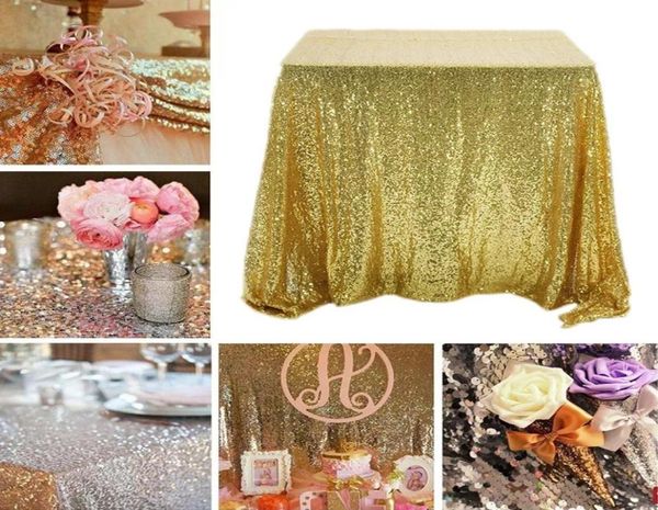 Toalha de mesa retangular com lantejoulas e glitter, toalha de mesa em ouro rosa e prata para festa de casamento, decoração de casa 1032830