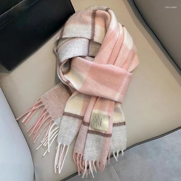 Sciarpe Sciarpa di lana Donna Autunno Inverno Vintage Stile Preppy Sciarpa scozzese avvolgente Pashmina Mujer Femme Foulard Bufanda Scialle Unisex Uomo