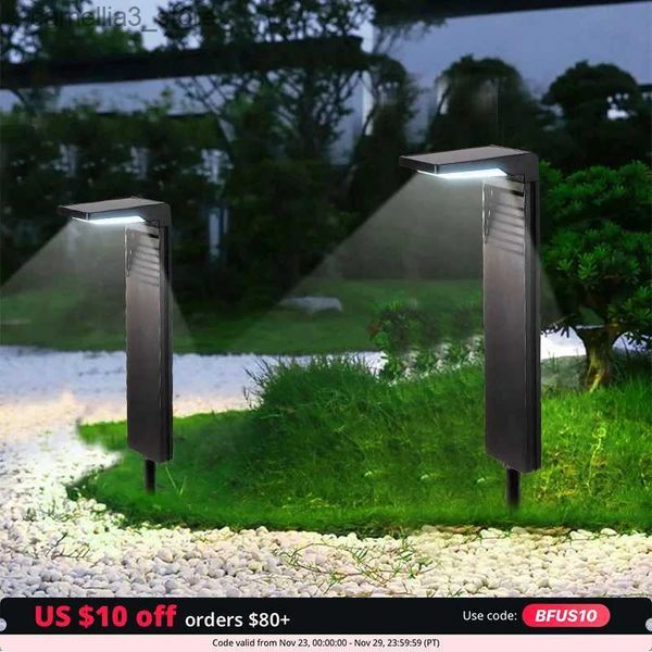 Lâmpadas de gramado 2pcs luzes solares jardim paisagem caminho pátio decoração LED lâmpada de gramado ao ar livre iluminação à prova d'água atacado 2200mAh Q231125