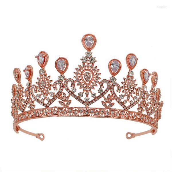 Clipes de cabelo Barrettes barrocos de ouro rosa coroas de cristal acessórios de casamento tiaras diadema jóia riacho jóia stre22