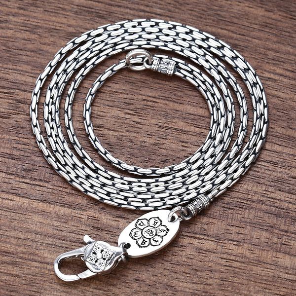 Anhänger Halsketten 1,5 MM BOCAI 100% Echt S925 Reines Silber Schmuck Retro Thai Trendy Persönlichkeit Vajra Schnalle Bambus Halskette Männer und Frauen 230425