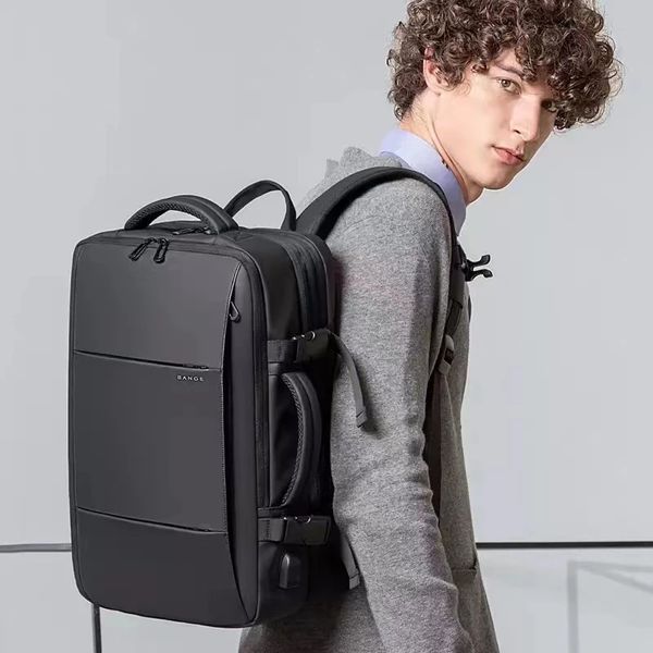 BANGE Reiserucksack Herren Business Rucksack Schule Erweiterbare USB-Tasche Große Kapazität 17,3 und 15,6 Laptop Wasserdichter modischer Rucksack