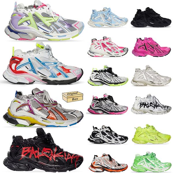 Os melhores pares de alta qualidade Track Runners Tênis 7.0 Designer Sapatos Casuais Plataforma Marca Graffiti Branco Preto Desconstrução Transmitir Faixas Runner 7 Tess s.Gomma