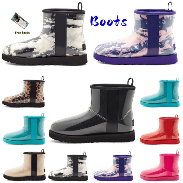 Con scatola Designer nuova moda Stivali da neve Cancella Mini scarpe Stivale in raso Donna Classico mini ll Inverno Nero Rosa Verde Stivaletti alla caviglia pelosi in pelliccia da donna Caviglia taglia corta 35-40